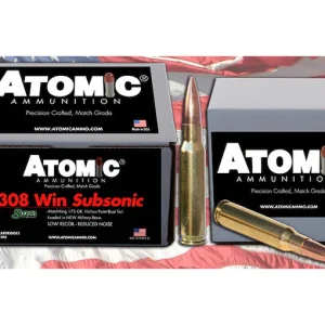 In Stock: Atomic Ammunition Match Subsonic 308 Winchester Ammo 175 Grain Sierra MatchKing Jacketed Hollow Point Box of 100 for sale